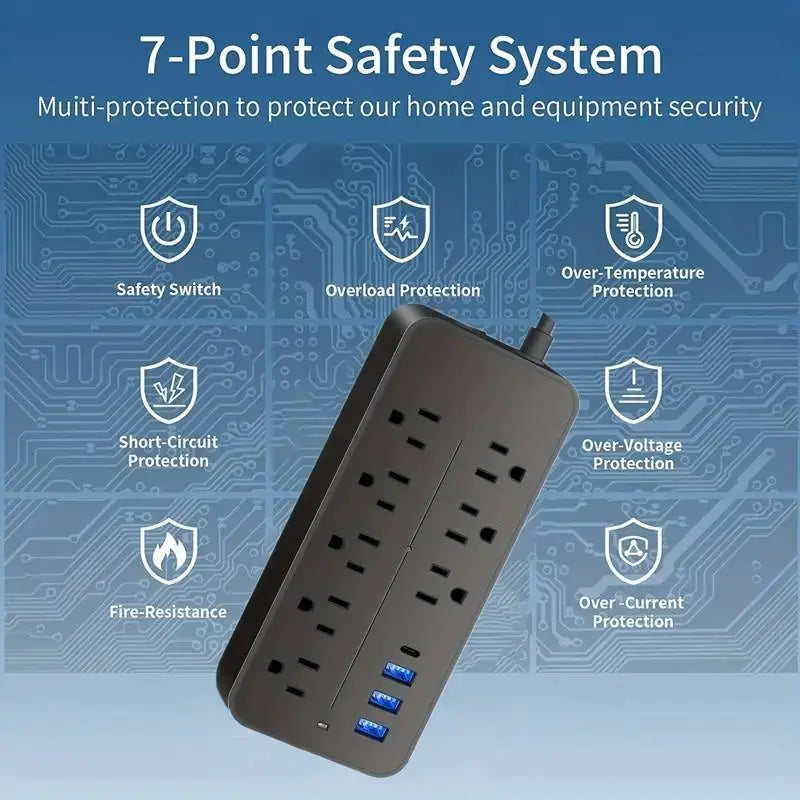 MaxGuard Surge Protector - 8 AC & 3 USB + 1 USB-C Power Station
